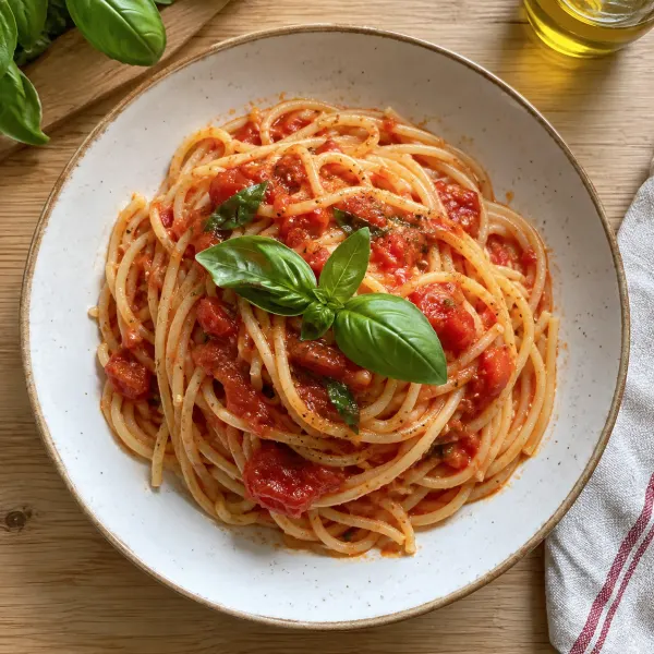 Post di esempio con spaghetti al pomodoro, prima